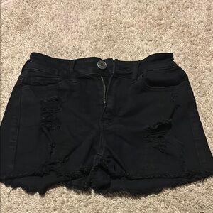 Women's Black Distressed Shorts